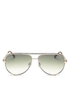 Quay X Desi Perkins High Key 62mm Aviator Sunglasses - Rose/ Green In Rose Gold/green