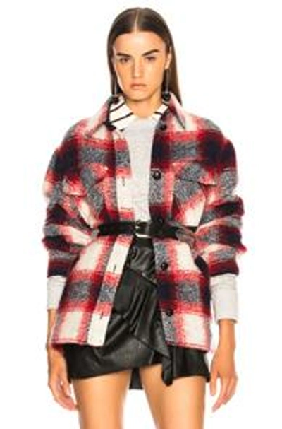 Isabel Marant Étoile Gast Checked Wool-blend Jacket In Red