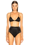 Fleur Du Mal Black Luxe Silk Triangle Bra