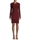 3.1 Phillip Lim Woman Pleated Stretch Ribbed-knit Mini Dress Burgundy In Burgundy