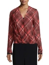 RAG & BONE Victor Plaid Drape Blouse,0400097844783