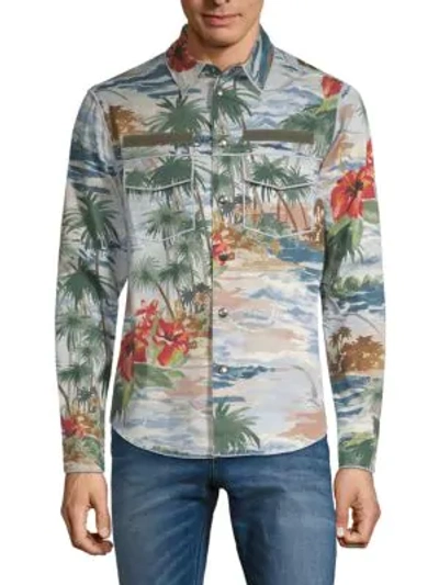 Valentino Tropical-print Long-sleeve Shirt In Multi