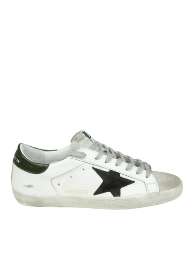 Golden Goose Superstar Distressed Leather Trainers In White Grey