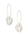 MIZUKI White Petal Pearl Hoop-Drop Earrings