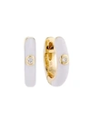 EF COLLECTION 14K Yellow Gold & Diamond Enamel Huggie Earrings