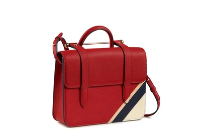 Strathberry Mc Mini Leather Crossbody Bag - Red In Ruby With Stripes