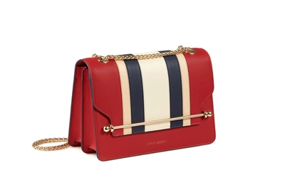 Strathberry East/west Stripe Leather Crossbody Bag In Ruby With Stripes