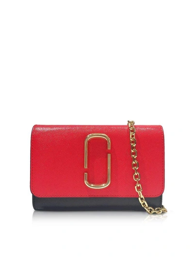 Marc Jacobs Two-tone Saffiano Leather Wallet On A Chain In Poppy Red