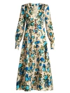 GUCCI Rose-print silk-twill midi dress,523856ZLP55