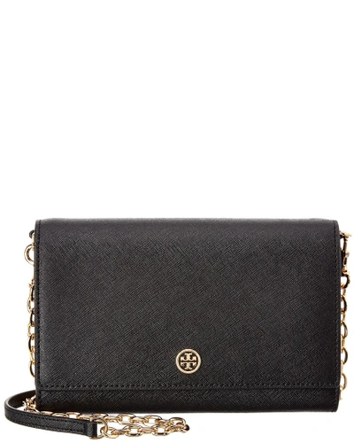 Tory Burch Robinson Leather Wallet-on-chain In Nocolor