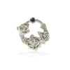 Lee Renee Black Diamond Rose Halo Lapel Pin Silver