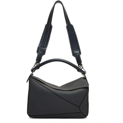 Loewe Puzzle Small Grained Leather Satchel Bag In Anthracite