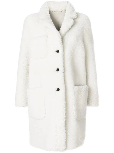 Thom Browne Reversible Dyed Shearling Sack Overcoat In White