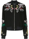 MARKUS LUPFER MARKUS LUPFER FLORAL EMBROIDERED BOMBER JACKET - BLACK