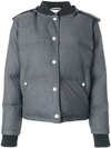 THOM BROWNE STRIPED DOWN FILL BOMBER JACKET