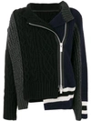 SACAI SACAI ZIPPED KNIT COAT - BLUE