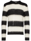 SAINT LAURENT STRIPED LONG SLEEVED SWEATER