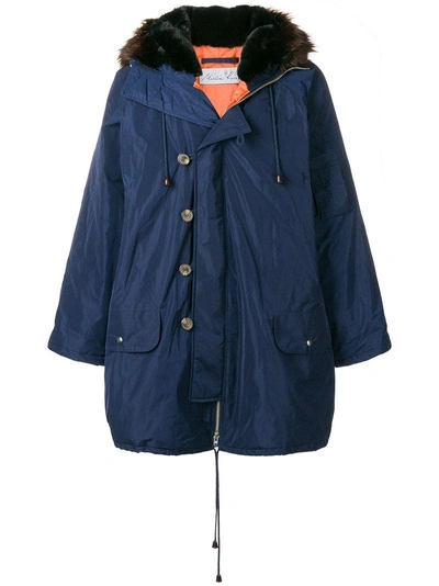 Martine Rose Hooded Button Parka In Blue