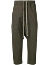 RICK OWENS RICK OWENS DRAWSTRING CROPPED TROUSERS - GREY