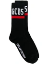 Gcds Ribbed Contrast Logo Socks In Black