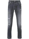 DONDUP DONDUP DISTRESSED FITTED JEANS - GREY