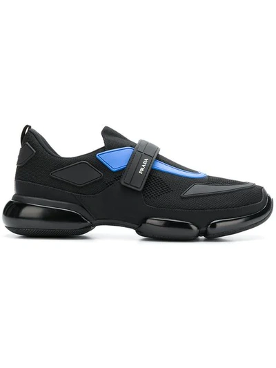 Prada Black And Blue Cloudbust Leather Sneakers