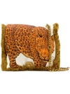 VERSACE leopard fringed shoulder bag