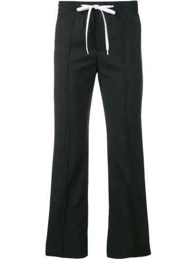 Miu Miu Side Striped Cropped Trousers In F0002 Nero