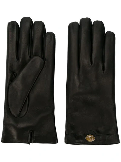 Gucci Logo Plaque Gloves In Black