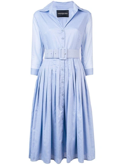 Samantha Sung Monotonous Flared Dress In Blue