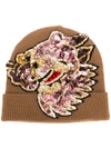 P.A.R.O.S.H P.A.R.O.S.H. SEQUIN EMBELLISHED KNITTED HAT - BROWN