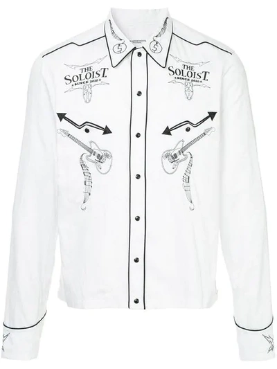 Takahiromiyashita The Soloist Piping Detail Embroidered Shirt In White