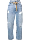 LEVI'S LEVI'S: MADE & CRAFTED DISTRESSED CROPPED JEANS - BLUE