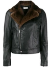 SAINT LAURENT FUR-TRIM BIKER JACKET