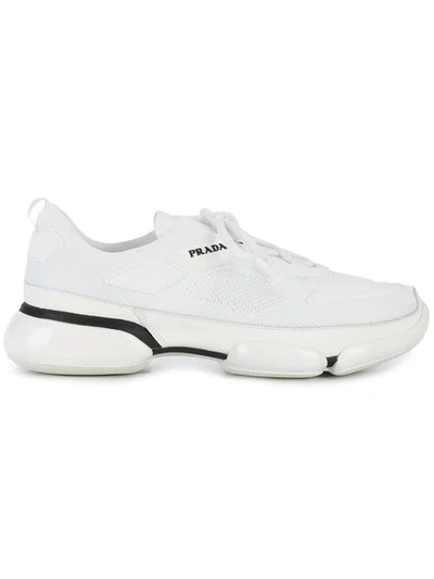 Prada White And Grey Cloudbust Leather Sneakers