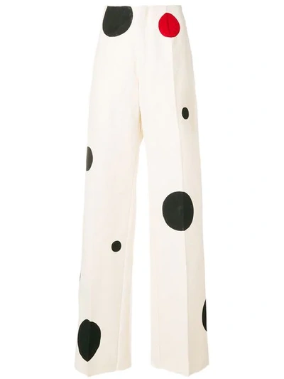 Seen Dotted Wide Leg Trousers In Neutrals