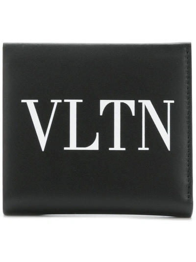 Valentino Garavani Vltn Leather Billfold Wallet In Black