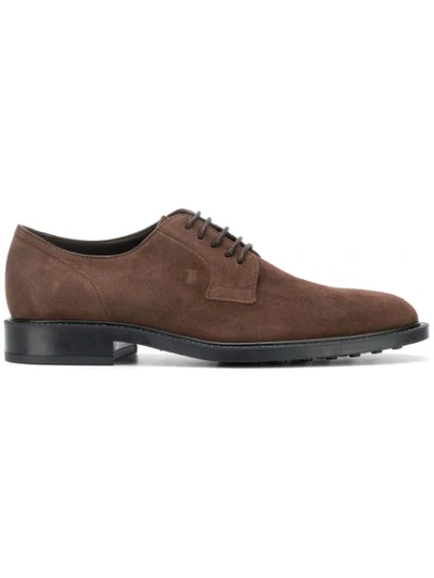 Tod's Lace-up Suede Derby Shoes In Black