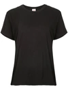 Re/done Scoop-neck Short-sleeve Rib Tee Bodysuit In Black
