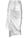 RABANNE PACO RABANNE RUCHED LAMÉ MIDI SKIRT - METALLIC