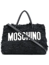 MOSCHINO MOSCHINO BRANDED SHEARLING TOTE - PINK