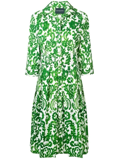 Samantha Sung Printed Flared Summer Dress In Green