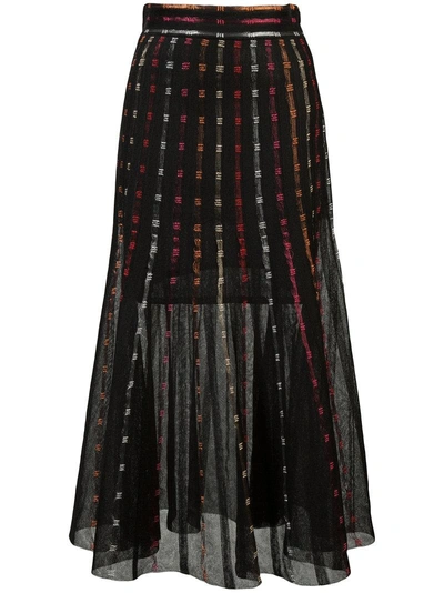 Alexander Mcqueen Metallic-knit Pleated Midi Skirt In Black/multicolor