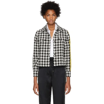 Off-white Canvas Jacquard-trimmed Houndstooth Wool-blend Jacket In Black