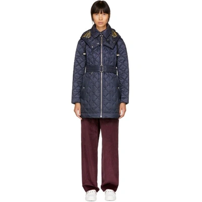 Burberry Baughton Diamond-quilted Hooded Jacket In Ink