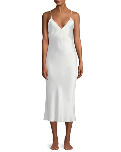 Olivia Von Halle Issa V-neck Silk-satin Slip Dress In Ivory