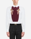 DOLCE & GABBANA GOLD-FIT TUXEDO SHIRT IN COTTON WITH EMBROIDERY,G5FJ0ZGEC36W0800
