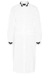 SIMONE ROCHA WOMAN BEAD-EMBELLISHED RUFFLED COTTON-POPLIN SHIRT DRESS WHITE,US 1874378722914991