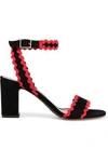 TABITHA SIMMONS TABITHA SIMMONS WOMAN LETICIA RICKRACK-TRIMMED SUEDE SANDALS BLACK,3074457345619077151