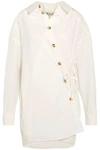 A.W.A.K.E. A.W.A.K.E. WOMAN OVERSIZED BUTTON-DETAILED COTTON-BLEND POPLIN SHIRT IVORY,3074457345618914043